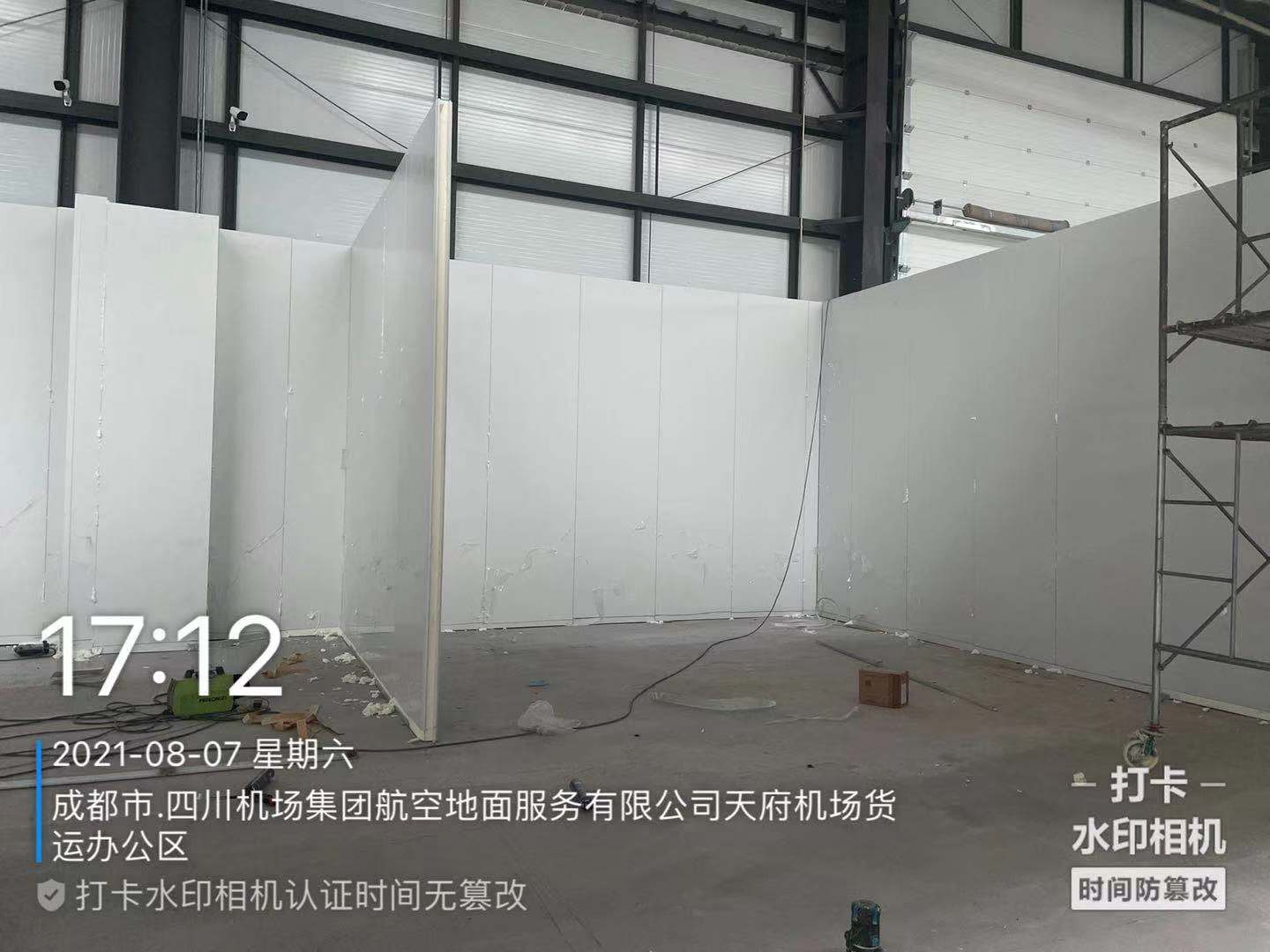 成都天府國際機場川航物流200平米食品冷庫建設方案及施工圖片